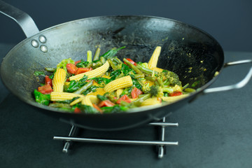 preparing curry vegetables