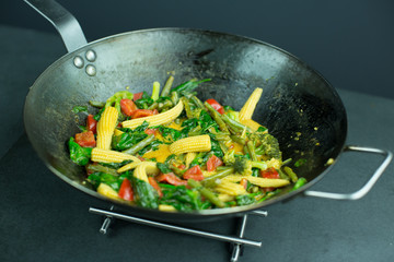 preparing curry vegetables