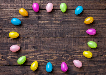 Easter eggs on a wooden background