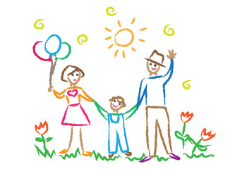 children drawing multicolored symbols vector set