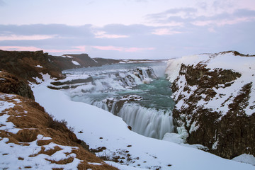 Waterfall Gullfoss in Iceland, long time exposure