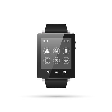 Isolated Smart watch vector illustration, with menu interface
