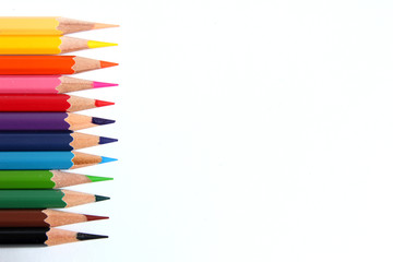 Color pencil on white background