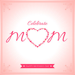 Fototapeta na wymiar Happy mother day banner card with heart