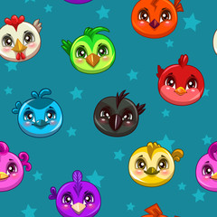 Seamless pattern with funny round birds