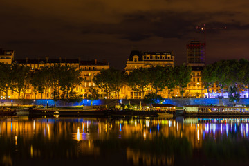 Fototapeta na wymiar Cityscape of Lyon, France at night