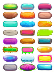 Big set of cartoon long horizontal buttons