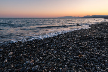 Sunset on the sea coast