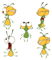 illustration of a set of cute cartoon fireflies