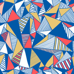 Abstract seamless pattern. Vector seamless illustration of triangles of different colors and shapes.