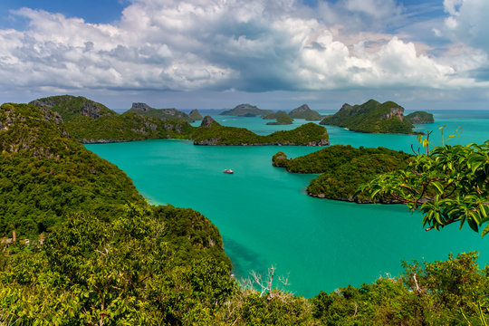 The view from the mountains to the tropical islands Ang Thong National Marine Park, Thailand