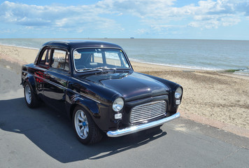  Classic Black Ford Popular in vintage car rally on Felixstowe seafront.