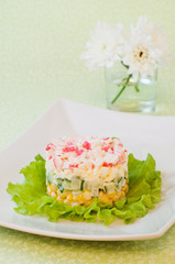 Obraz na płótnie Canvas Salad of crab sticks and corn