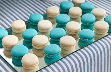 A french sweet delicacy, macaroons on table
