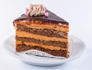 piece of cake on a white plate