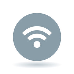 Wifi icon. Wireless sign. Wi-fi access symbol. White wifi icon on cool grey circle background. Vector illustration.