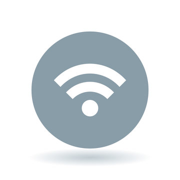Wifi icon. Wireless sign. Wi-fi access symbol. White wifi icon on cool grey circle background. Vector illustration.