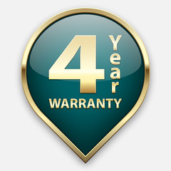 Green 4 year warranty plate in golden frame