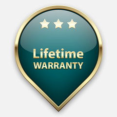 Green lifetime warranty plate in golden frame