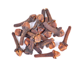 Spice cloves on white background