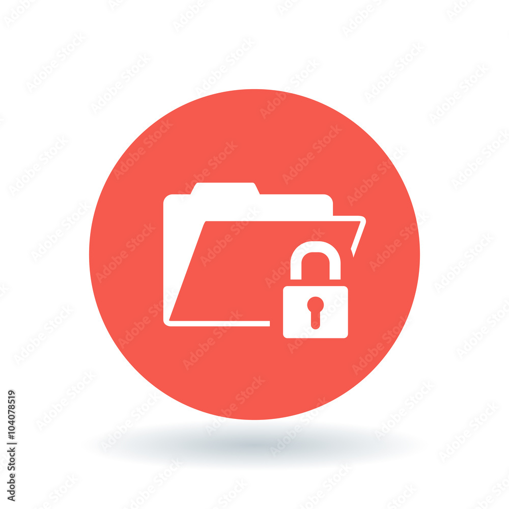 Wall mural secure folder icon. folder with padlock sign. password protected folder symbol. white secure folder 