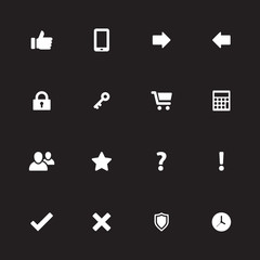 white simple flat icon set 2 for web design, user interface (UI), infographic and mobile application (apps)