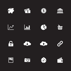 white simple flat icon set 4 for web design, user interface (UI), infographic and mobile application (apps)
