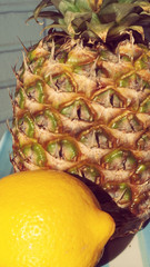 Pinneaple and Lemon Background with sunny light