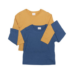 blue and yellow shirts isolated on a white