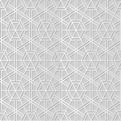 Vector damask seamless 3D paper art pattern background 322 Hexagon Cross Line
