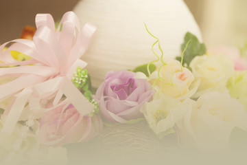 bouquet of artificial flower in vintage tone