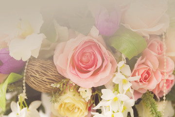 bouquet of artificial flower in vintage tone
