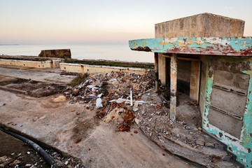 Cuba, La Habana, Broke Down Building at the Seaside