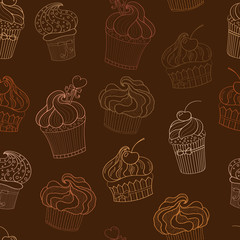 Doodle cupcakes pattern