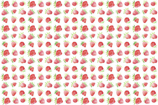 Watercolor pattern and background of strawberry