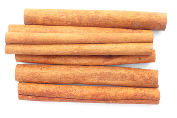 Cinnamon on white background