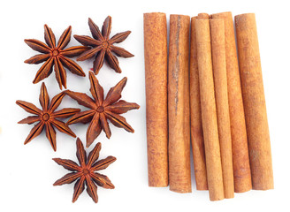 Assortment spices on white background