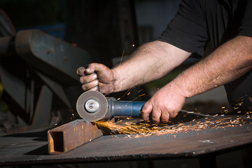 metal sawing close up
