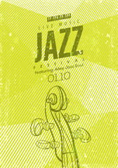 Vector Jazz music poster template. Abstract background made with lines. Texture effects can be turned off.