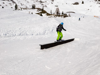 Snowboarder on a box