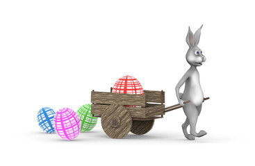 Wielkanocny królik z pisankami - obrazy, fototapety, plakaty