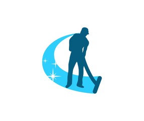 Cleaning man logo