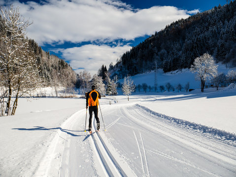 Athlete on a cross-country ski run
