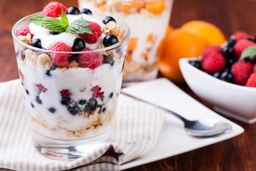 yogurt with muesli and berries