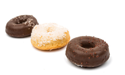 donuts with chocolate isolated