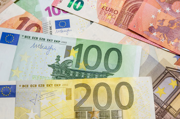 different euro money. Euro currency