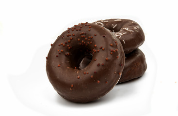 donuts with chocolate isolated