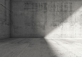Abstract empty dark concrete room 3d interior