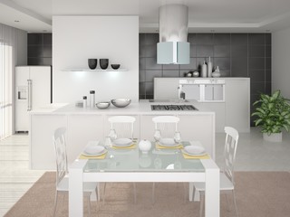 Fototapeta na wymiar Interer kitchen with a cozy design.