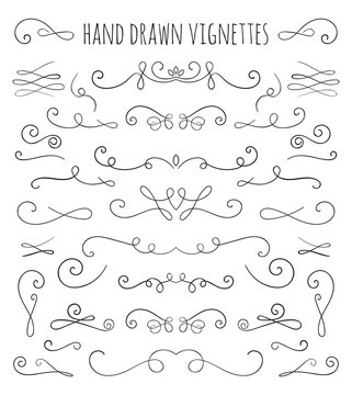 Set of hand drawn vignettes in retro style.